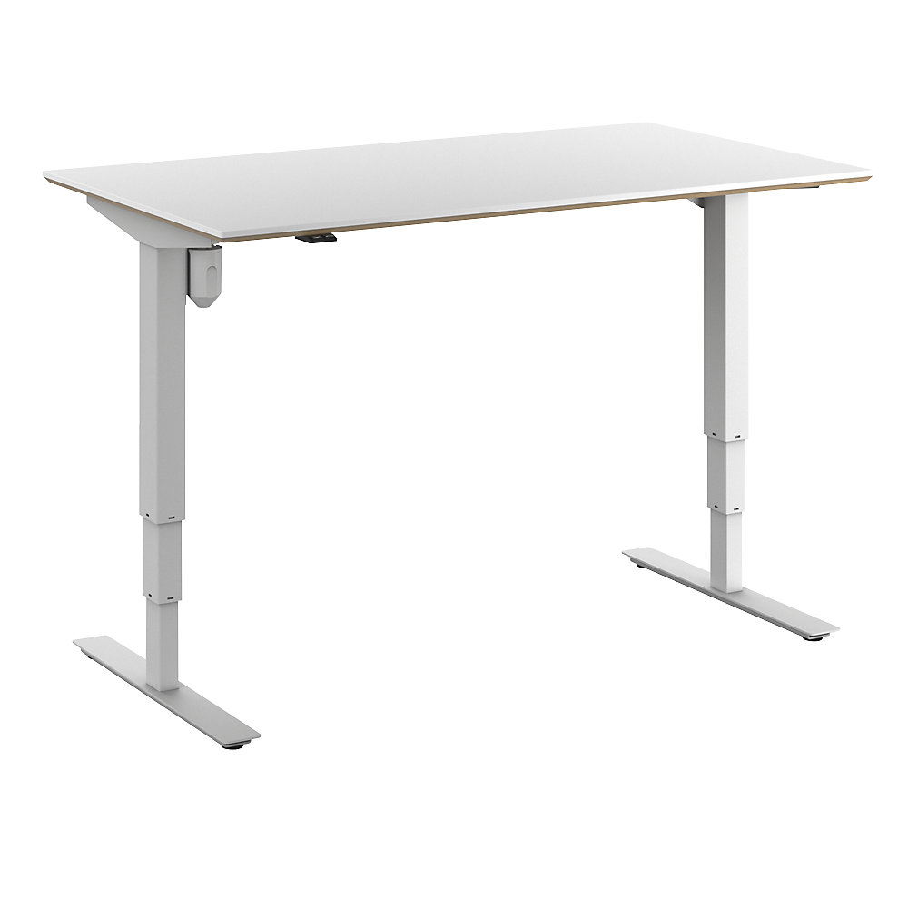 Bureau Atlanta Trend, elektrisch in hoogte verstelbaar, recht, b x d = 1400 x 800 mm, wit/wit