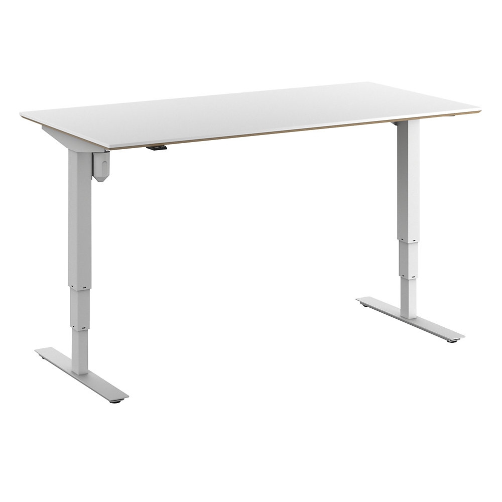 Bureau Atlanta Trend, elektrisch in hoogte verstelbaar, recht, b x d = 1600 x 800 mm, wit/wit