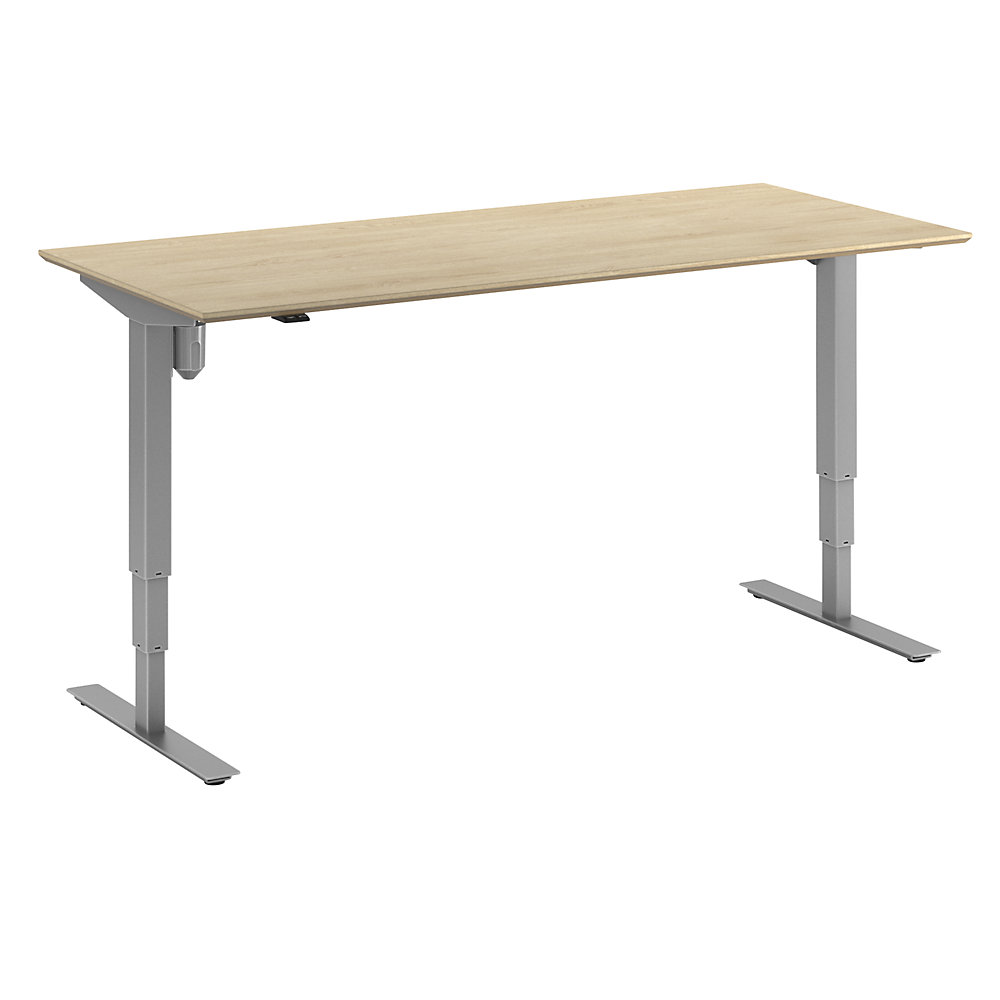 Bureau Atlanta Trend, elektrisch in hoogte verstelbaar, recht, b x d = 1800 x 800 mm, eikenhout/zilver