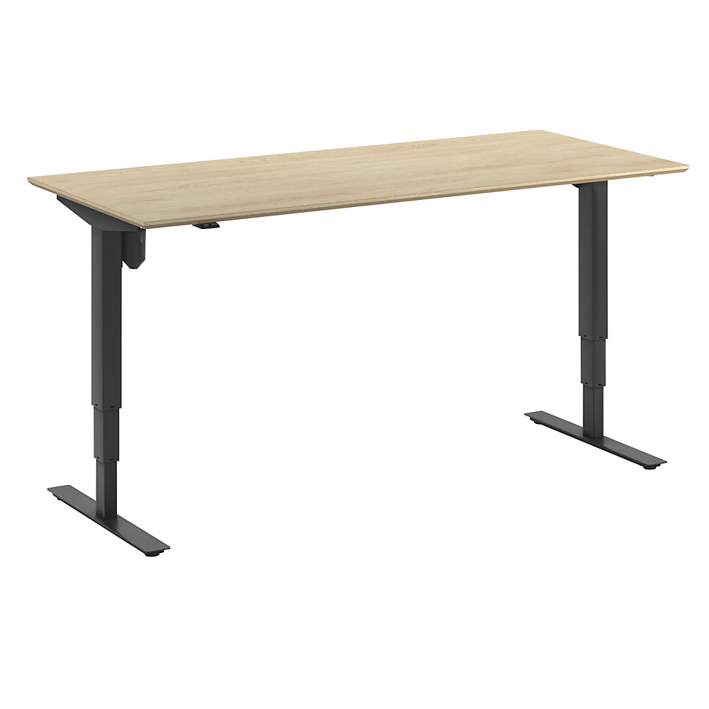 Bureau Atlanta Trend, elektrisch in hoogte verstelbaar, recht, b x d = 1800 x 800 mm, eikenhout/zwart