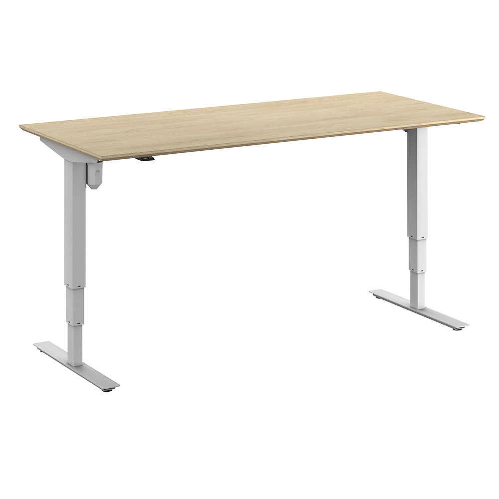 Bureau Atlanta Trend, elektrisch in hoogte verstelbaar, recht, b x d = 1800 x 800 mm, eikenhout/wit