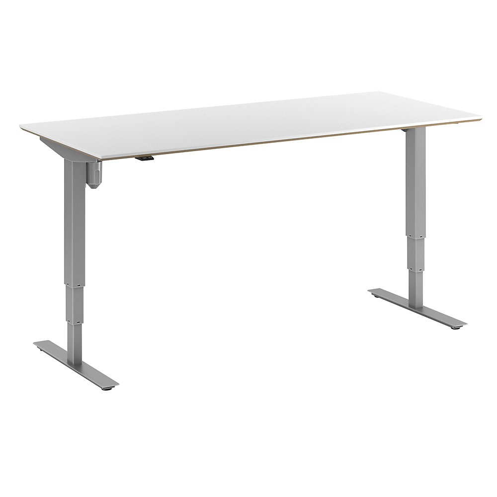 Bureau Atlanta Trend, elektrisch in hoogte verstelbaar, recht, b x d = 1800 x 800 mm, wit/zilver