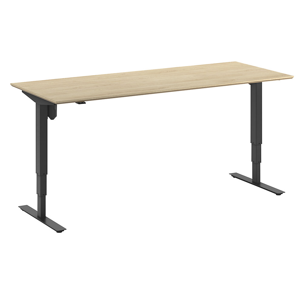 Bureau Atlanta Trend, elektrisch in hoogte verstelbaar, recht, b x d = 2000 x 800 mm, eikenhout/zwart
