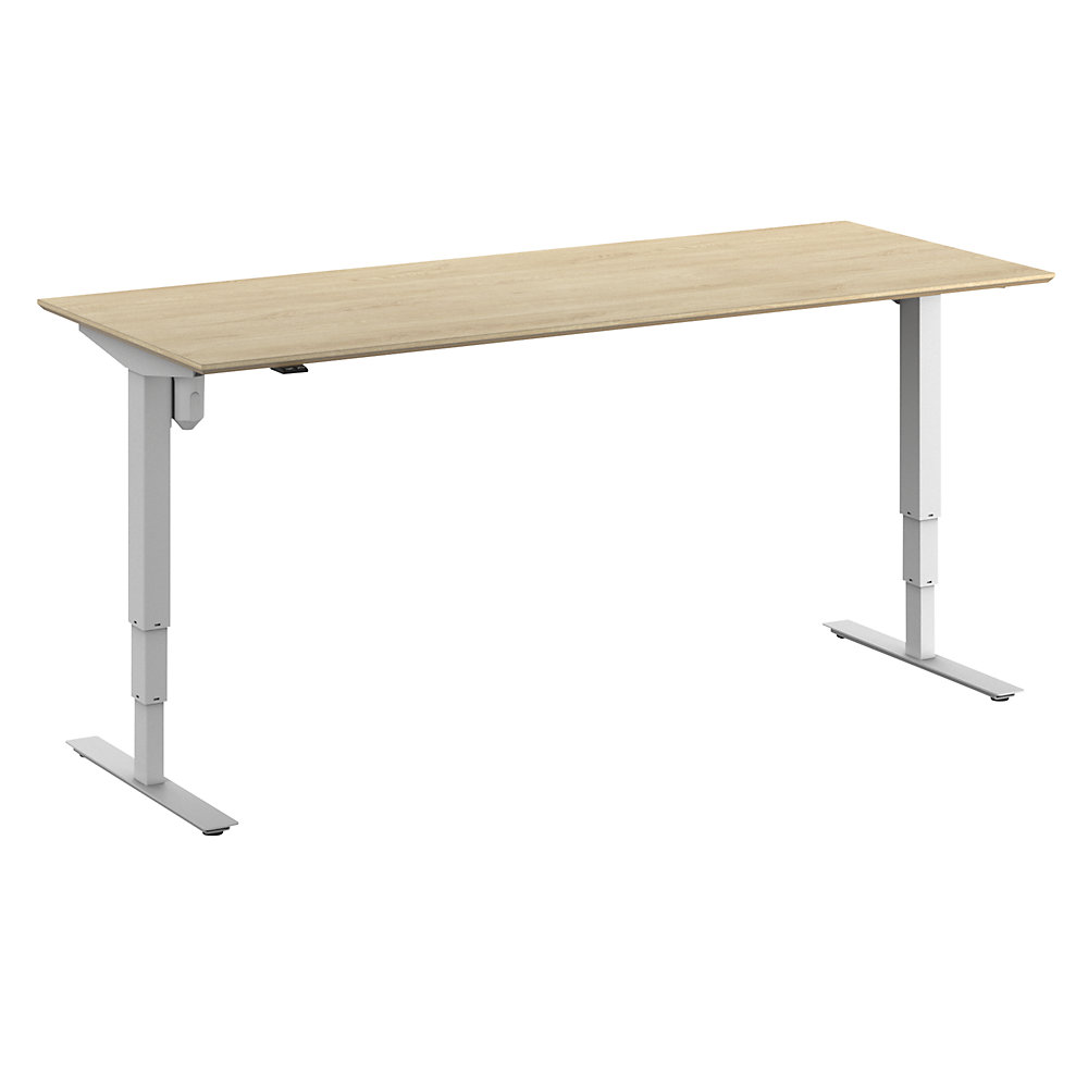 Bureau Atlanta Trend, elektrisch in hoogte verstelbaar, recht, b x d = 2000 x 800 mm, eikenhout/wit