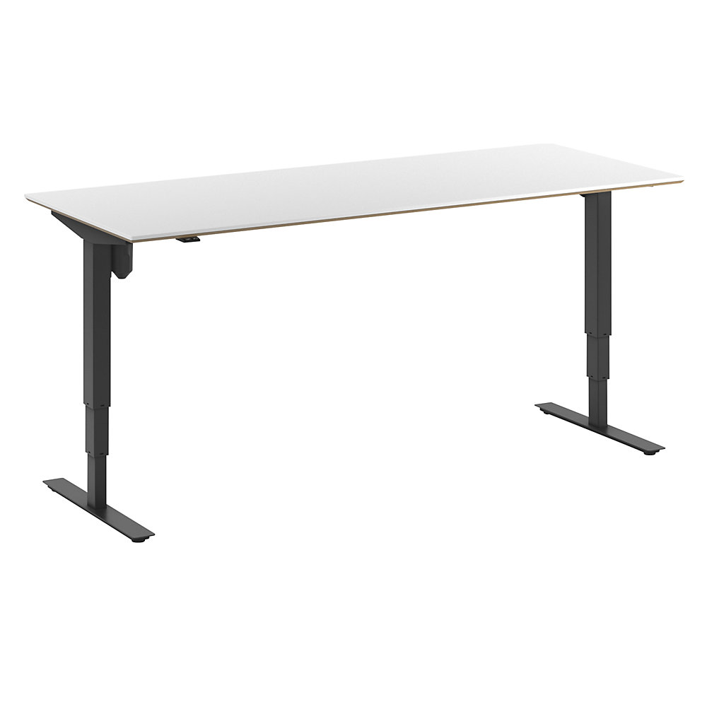 Bureau Atlanta Trend, elektrisch in hoogte verstelbaar, recht, b x d = 2000 x 800 mm, wit/zwart