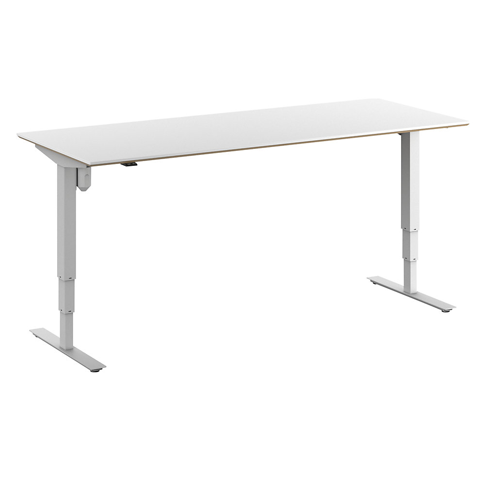 Bureau Atlanta Trend, elektrisch in hoogte verstelbaar, recht, b x d = 2000 x 800 mm, wit/wit