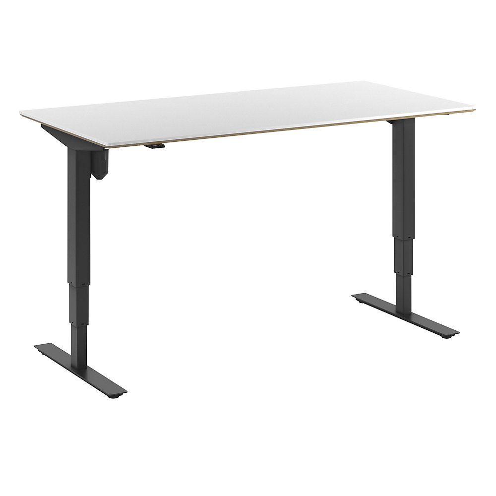 Bureau Atlanta Trend, elektrisch in hoogte verstelbaar, recht, b x d = 1600 x 800 mm, wit/zwart