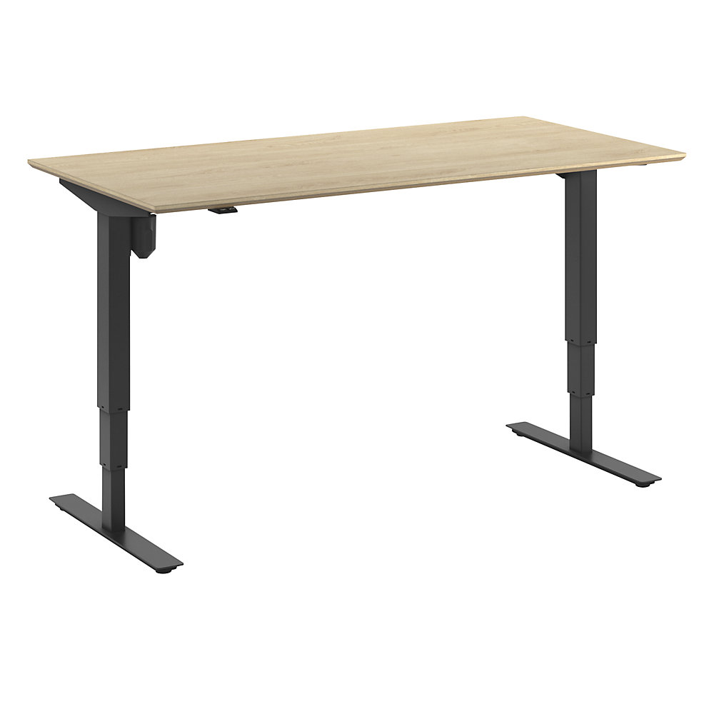 Bureau Atlanta Trend, elektrisch in hoogte verstelbaar, recht, b x d = 1600 x 800 mm, eikenhout/zwart