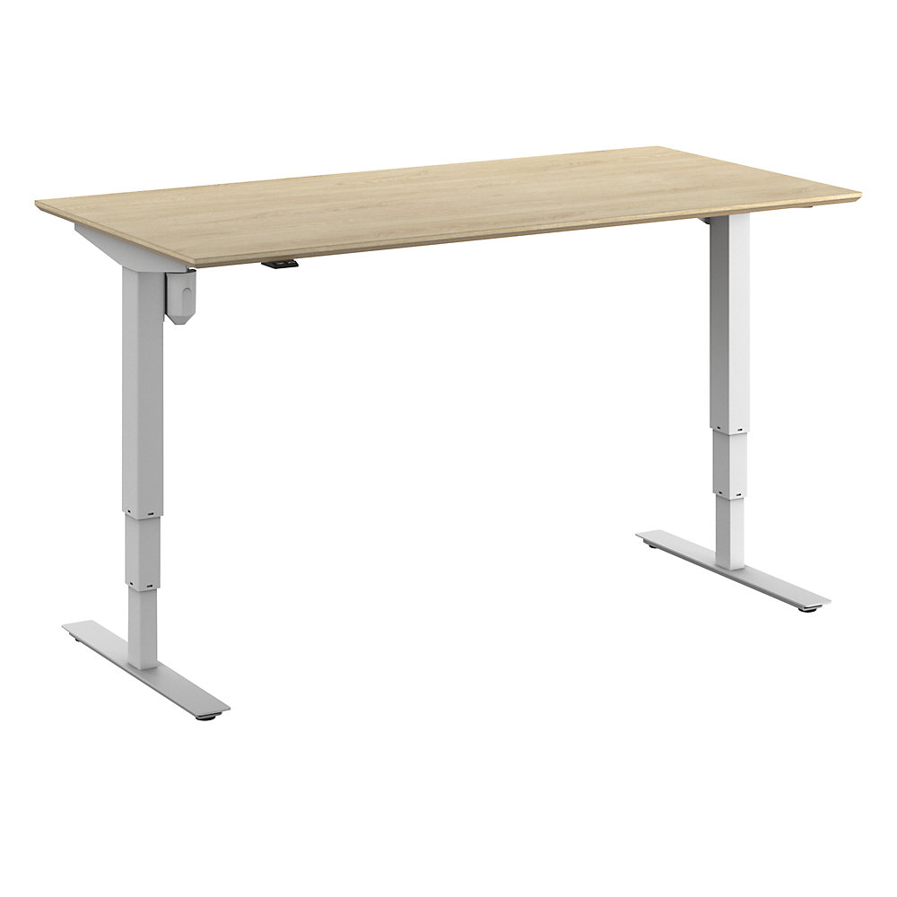 Bureau Atlanta Trend, elektrisch in hoogte verstelbaar, recht, b x d = 1600 x 800 mm, eikenhout/wit