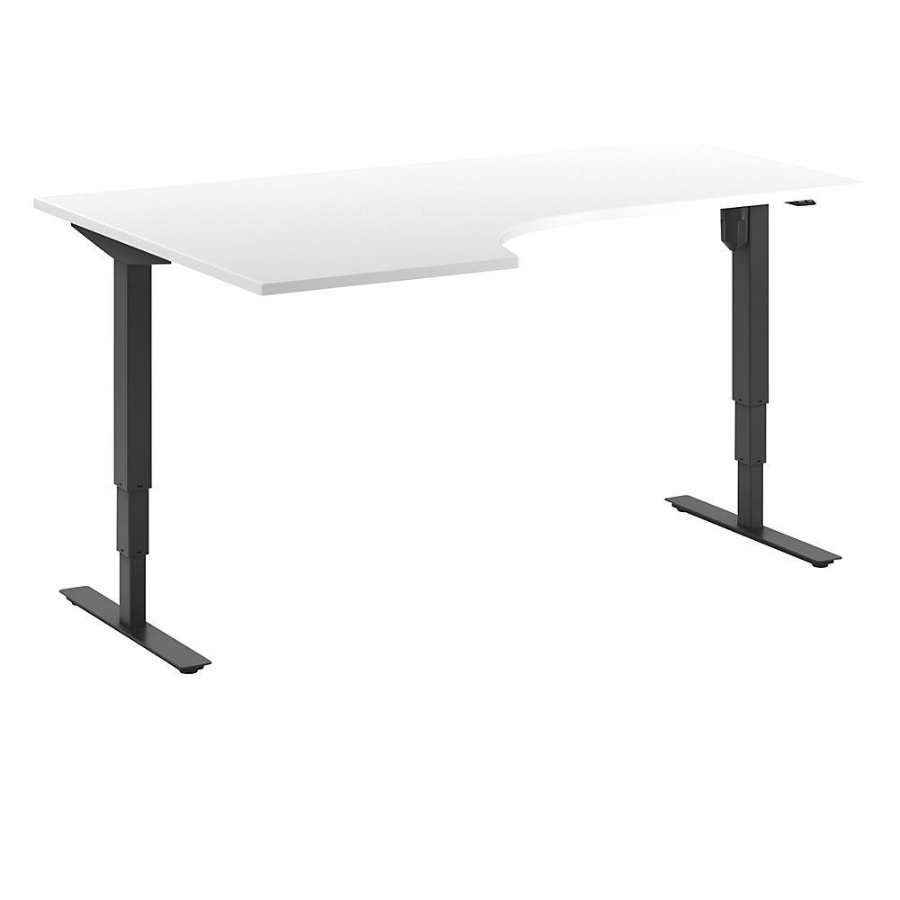 Bureau Atlanta, elektrisch in hoogte verstelbaar, hoek, b x d = 1800 x 1200 mm, wit/zwart, links