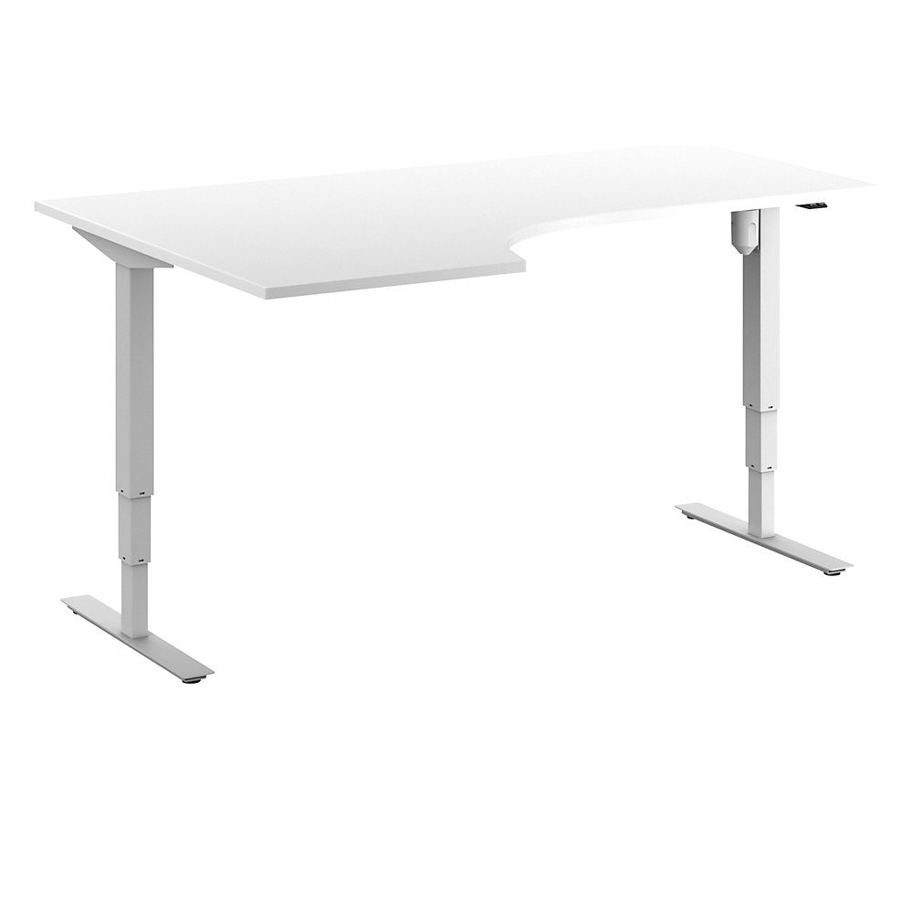 Bureau Atlanta, elektrisch in hoogte verstelbaar, hoek, b x d = 1800 x 1200 mm, wit/wit, links