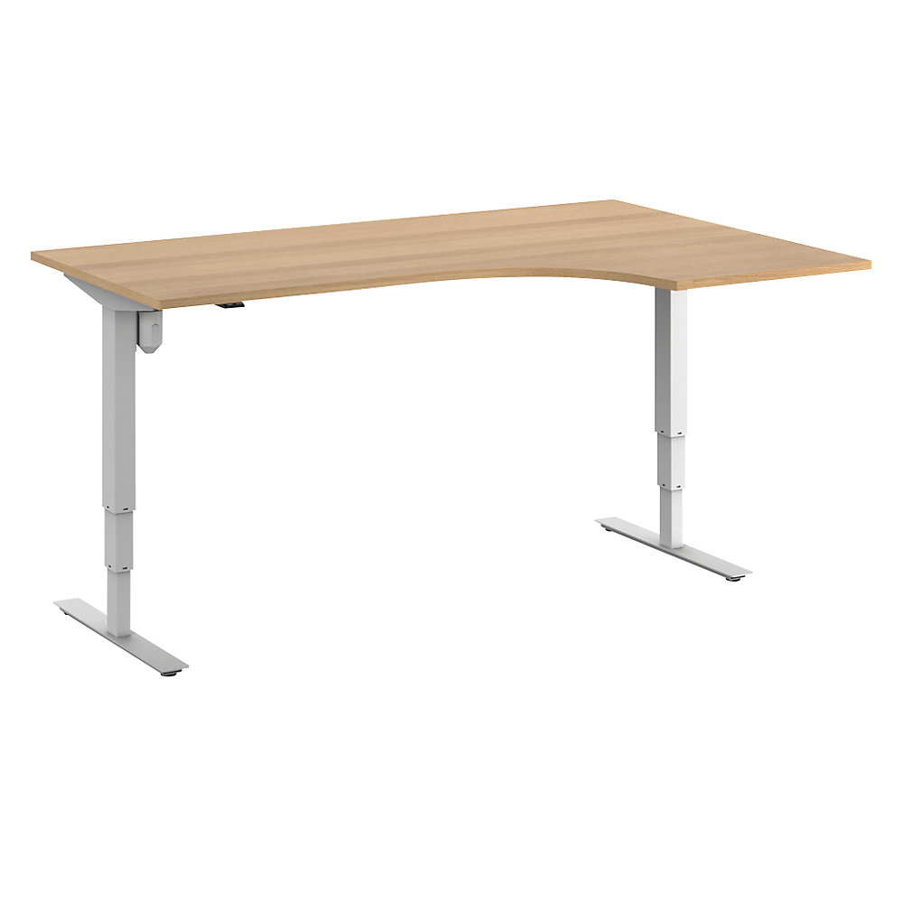 Bureau Atlanta, elektrisch in hoogte verstelbaar, hoek, b x d = 1800 x 1200 mm, beukenhout/wit, rechts