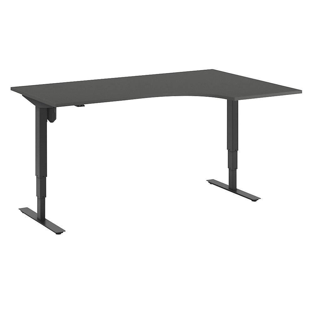 Bureau Atlanta, elektrisch in hoogte verstelbaar, hoek, b x d = 1800 x 1200 mm, donkergrijs/zwart, rechts