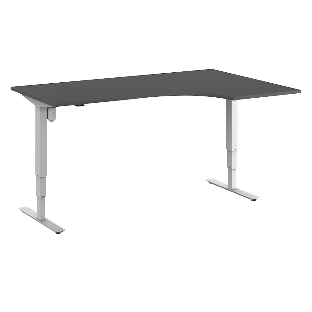 Bureau Atlanta, elektrisch in hoogte verstelbaar, hoek, b x d = 1800 x 1200 mm, donkergrijs/wit, rechts