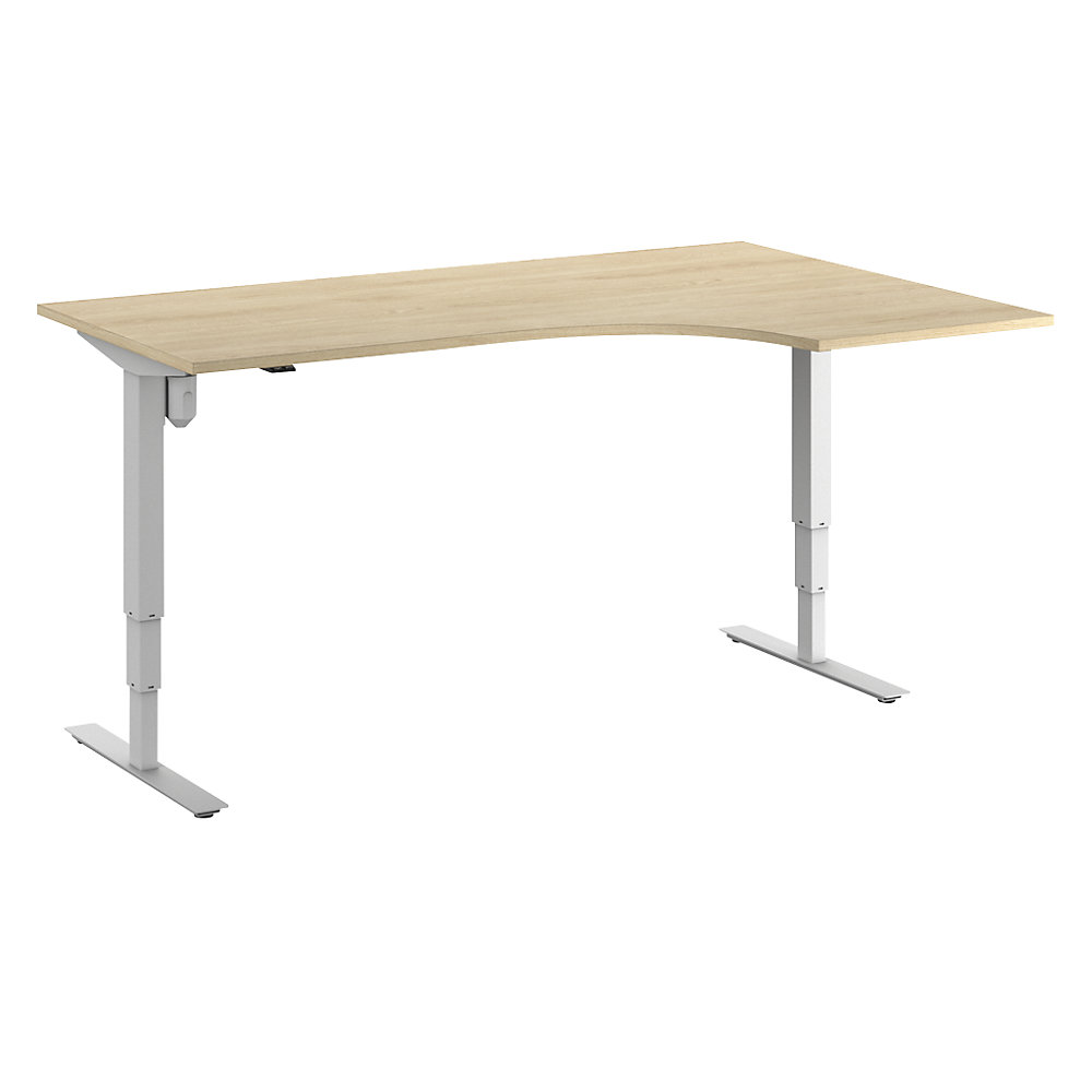 Bureau Atlanta, elektrisch in hoogte verstelbaar, hoek, b x d = 1800 x 1200 mm, eikenhout/wit, rechts