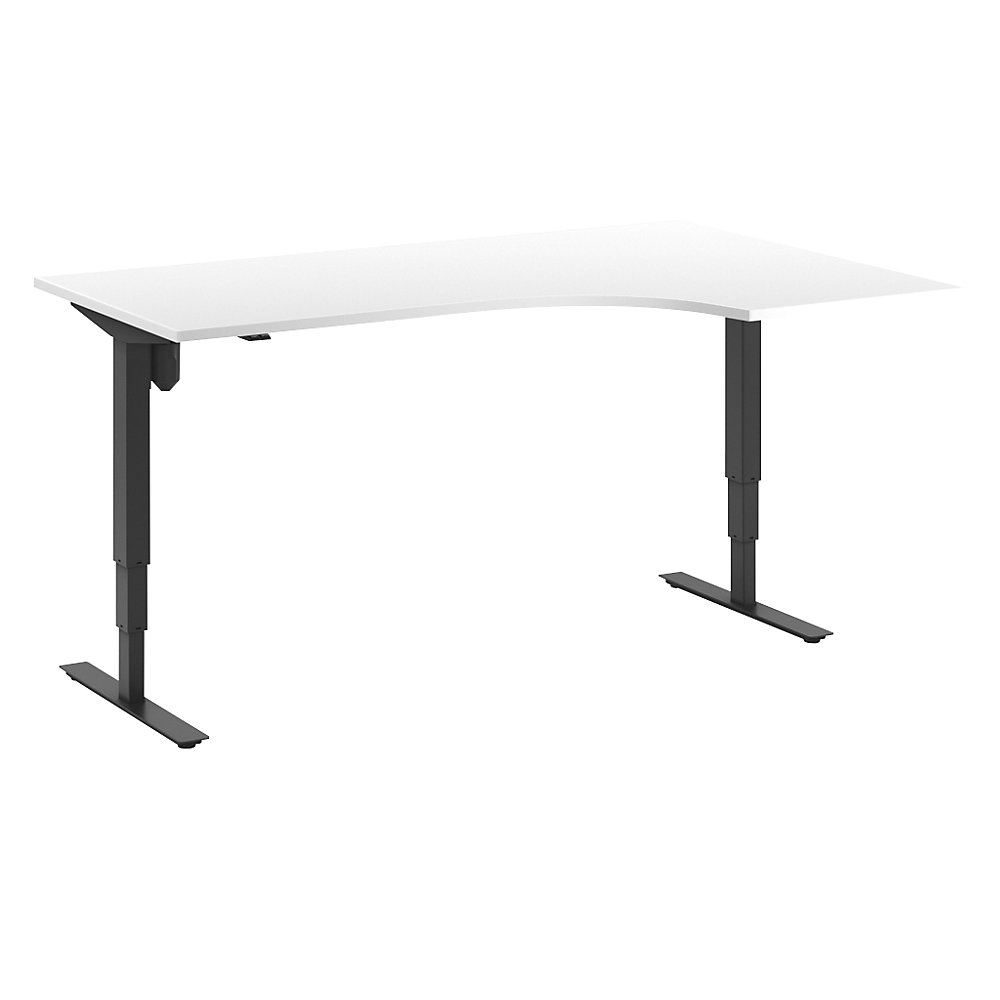 Bureau Atlanta, elektrisch in hoogte verstelbaar, hoek, b x d = 1800 x 1200 mm, wit/zwart, rechts