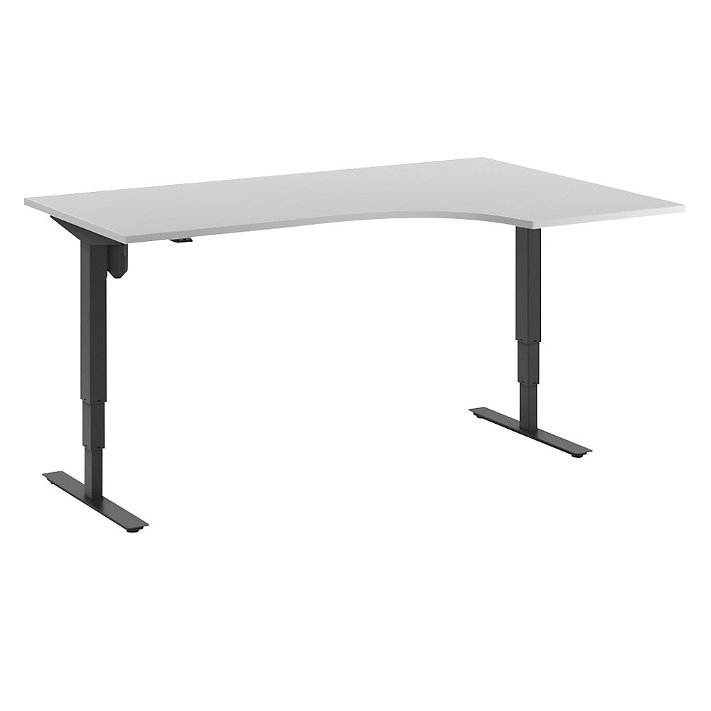 Bureau Atlanta, elektrisch in hoogte verstelbaar, hoek, b x d = 1800 x 1200 mm, lichtgrijs/zwart, rechts