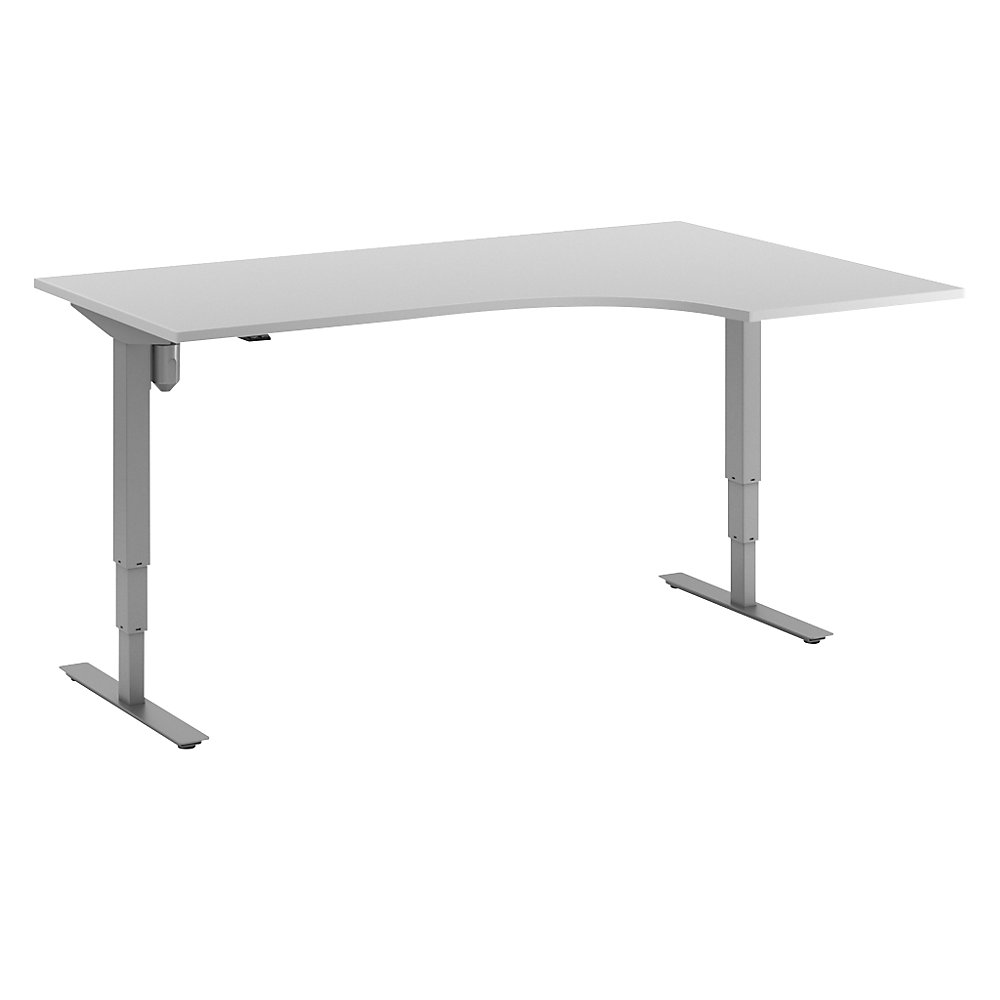 Bureau Atlanta, elektrisch in hoogte verstelbaar, hoek, b x d = 1800 x 1200 mm, lichtgrijs/zilver, rechts