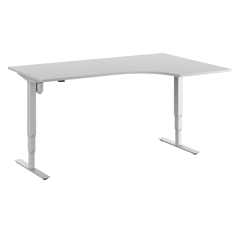 Bureau Atlanta, elektrisch in hoogte verstelbaar, hoek, b x d = 1800 x 1200 mm, lichtgrijs/wit, rechts
