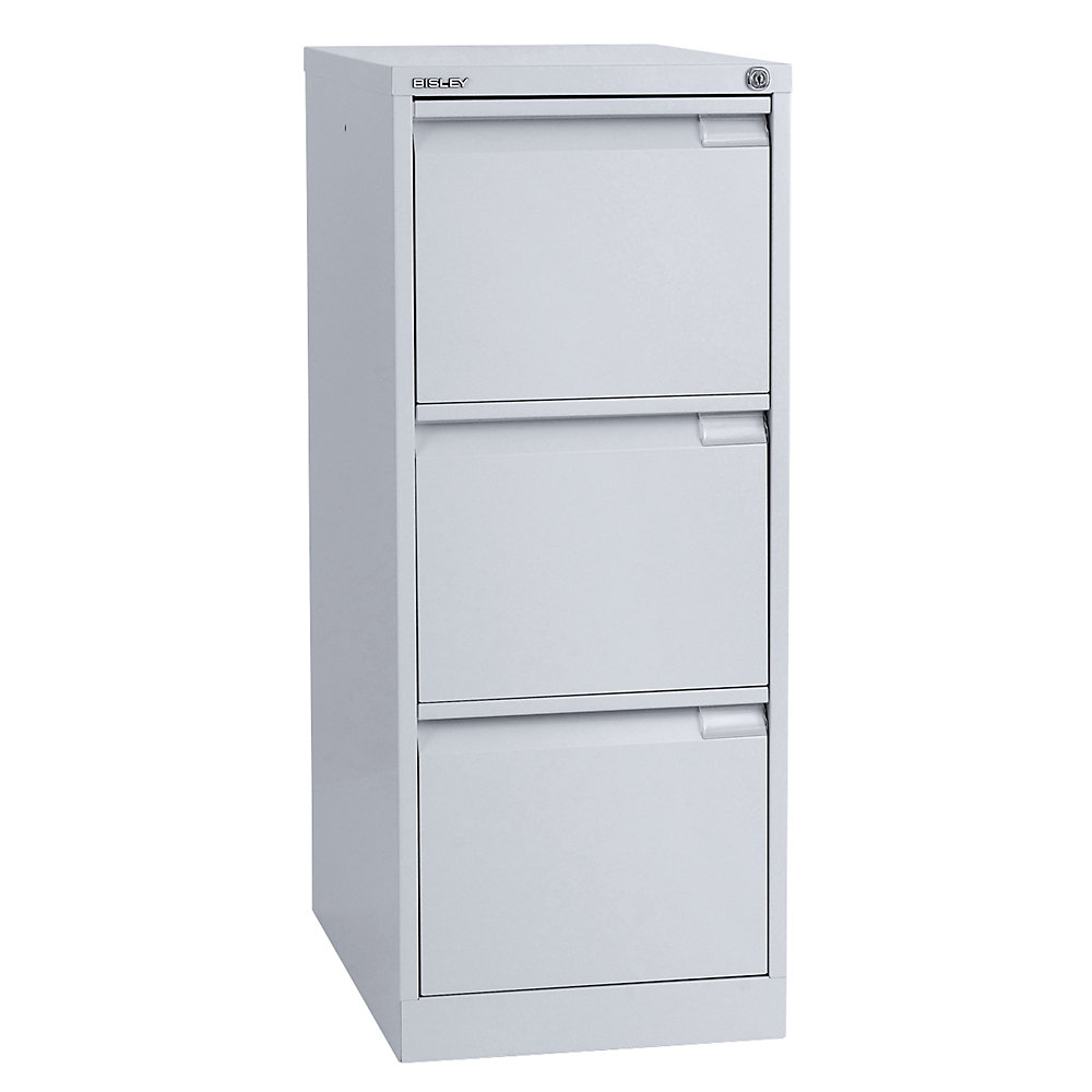 Bisley Hangmappenkast, 1-baans, 3 laden, A4, blank aluminiumkleurig
