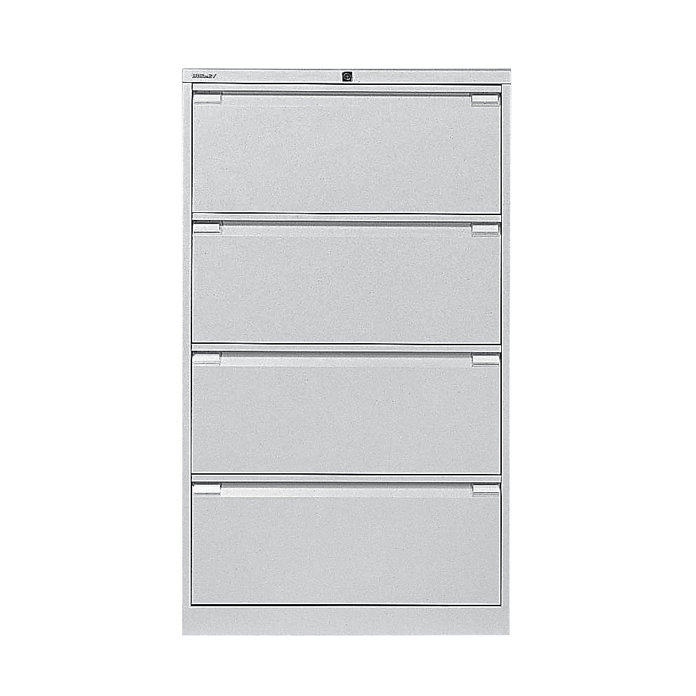 Bisley Hangmappenkast, 2-baans, 4 laden, A4, lichtgrijs