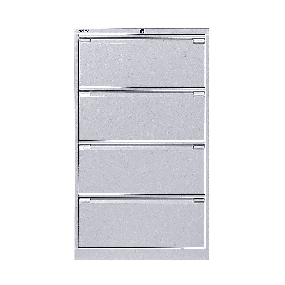 Bisley Hangmappenkast, 2-baans, 4 laden, A4, blank aluminiumkleurig