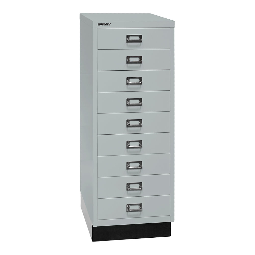 Bisley MultiDrawer™ 39 serie, met sokkel, A3, 9 laden, lichtgrijs, zwart