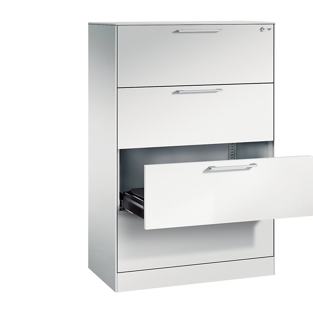C+P Archiefkast ASISTO, hoogte 1292 mm, met 4 lades, A4 liggend, lichtgrijs/lichtgrijs