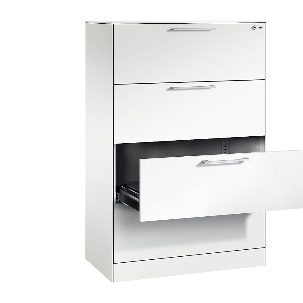 C+P Archiefkast ASISTO, hoogte 1292 mm, met 4 lades, A4 liggend, verkeerswit/verkeerswit