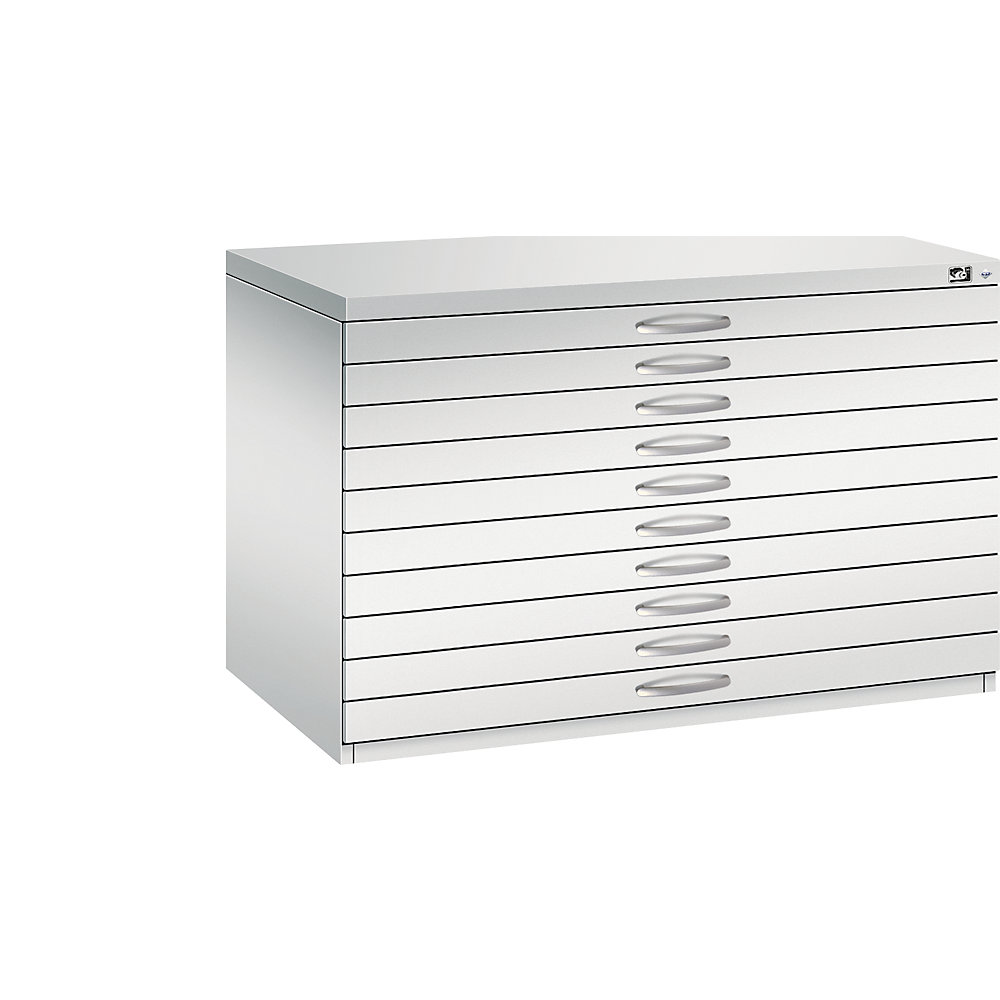 C+P Tekeningkast, A1, 10 laden, hoogte 760 mm, lichtgrijs