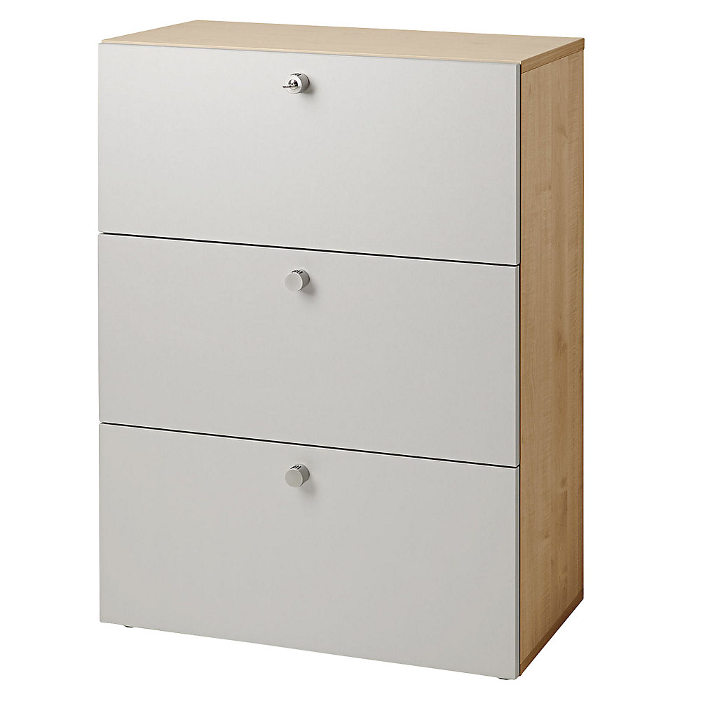 Eurokraft pro Hangmappenkast, h x b x d = 1100 x 800 x 420 mm, notenhoutdecor / blank aluminiumkleurig