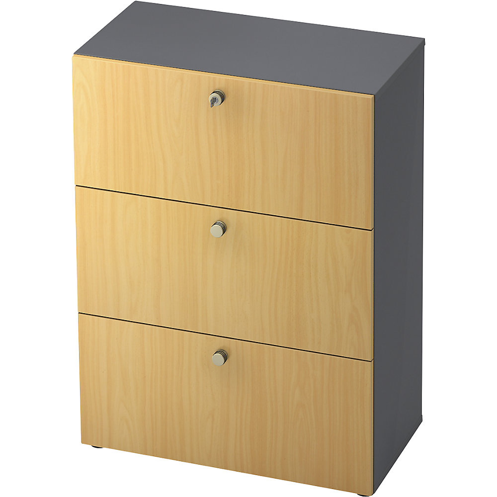 Eurokraft pro Hangmappenkast, h x b x d = 1100 x 800 x 420 mm, grafiet / beukenhout
