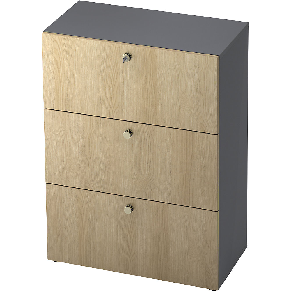 Eurokraft pro Hangmappenkast, h x b x d = 1100 x 800 x 420 mm, grafiet / eikenhout