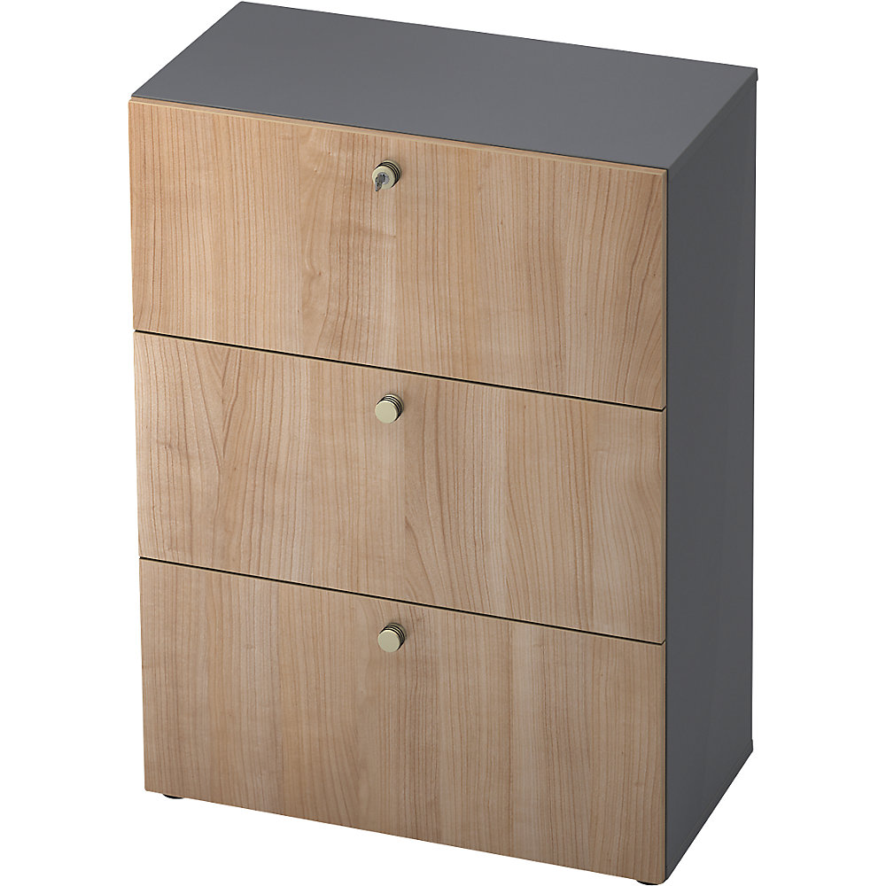 Eurokraft pro Hangmappenkast, h x b x d = 1100 x 800 x 420 mm, grafiet / notenhout