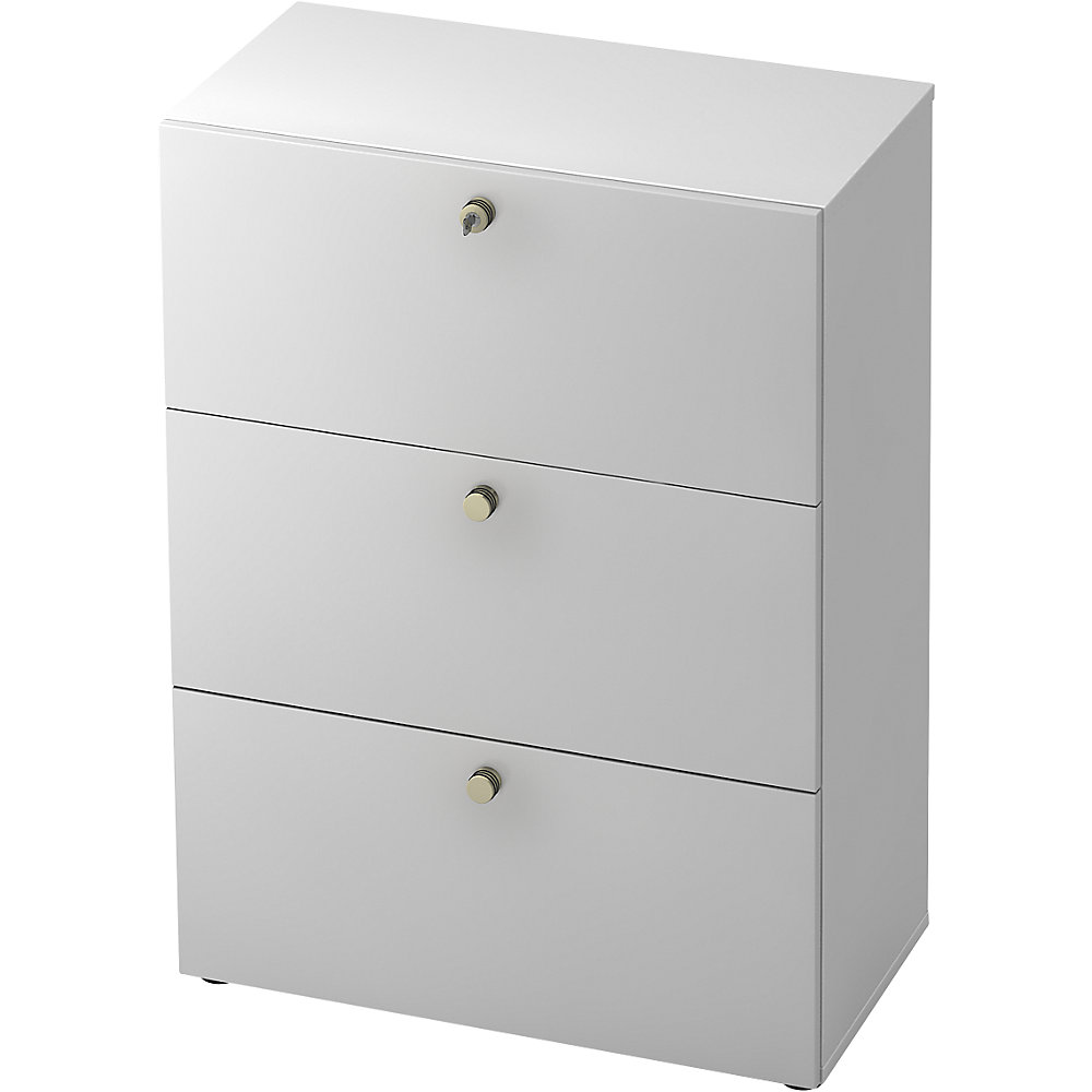 Eurokraft pro Hangmappenkast, h x b x d = 1100 x 800 x 420 mm, wit / aluminiumzilver