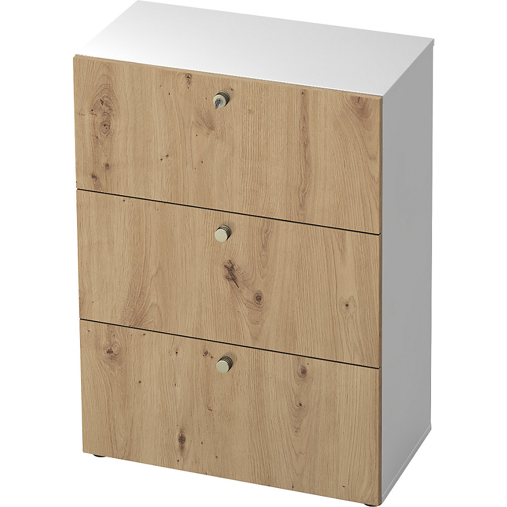Eurokraft pro Hangmappenkast, h x b x d = 1100 x 800 x 420 mm, wit / eikenhout met noesten