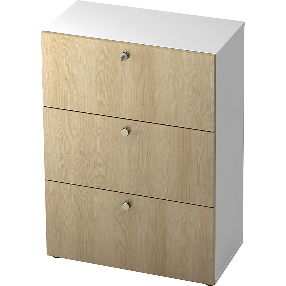 Eurokraft pro Hangmappenkast, h x b x d = 1100 x 800 x 420 mm, wit / eikenhout