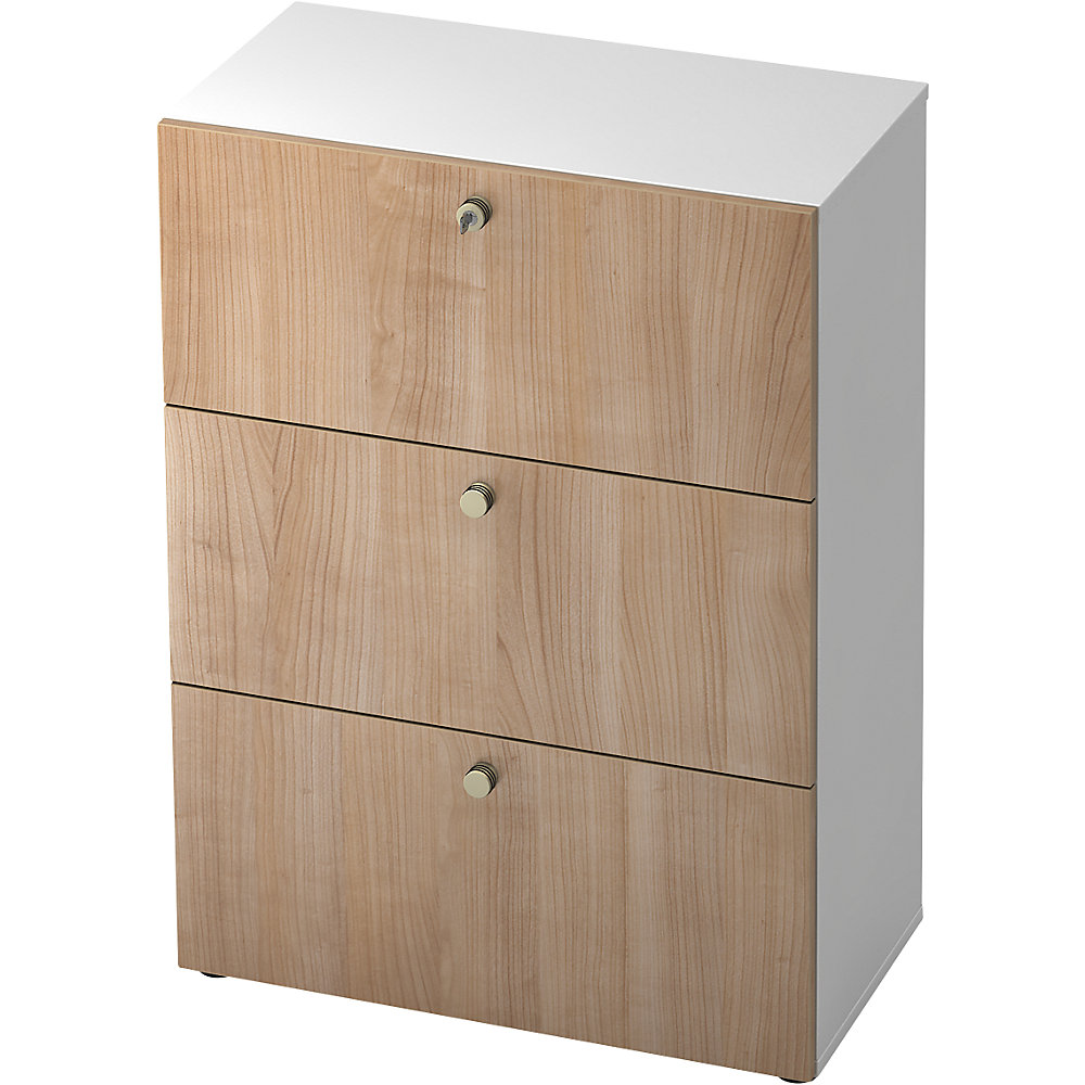 Eurokraft pro Hangmappenkast, h x b x d = 1100 x 800 x 420 mm, wit / notenhoutdecor