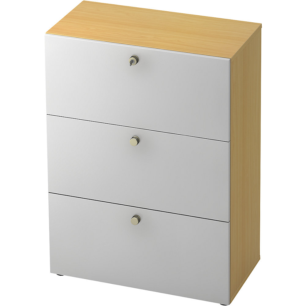 Eurokraft pro Hangmappenkast, h x b x d = 1100 x 800 x 420 mm, beukenhout / aluminiumzilver