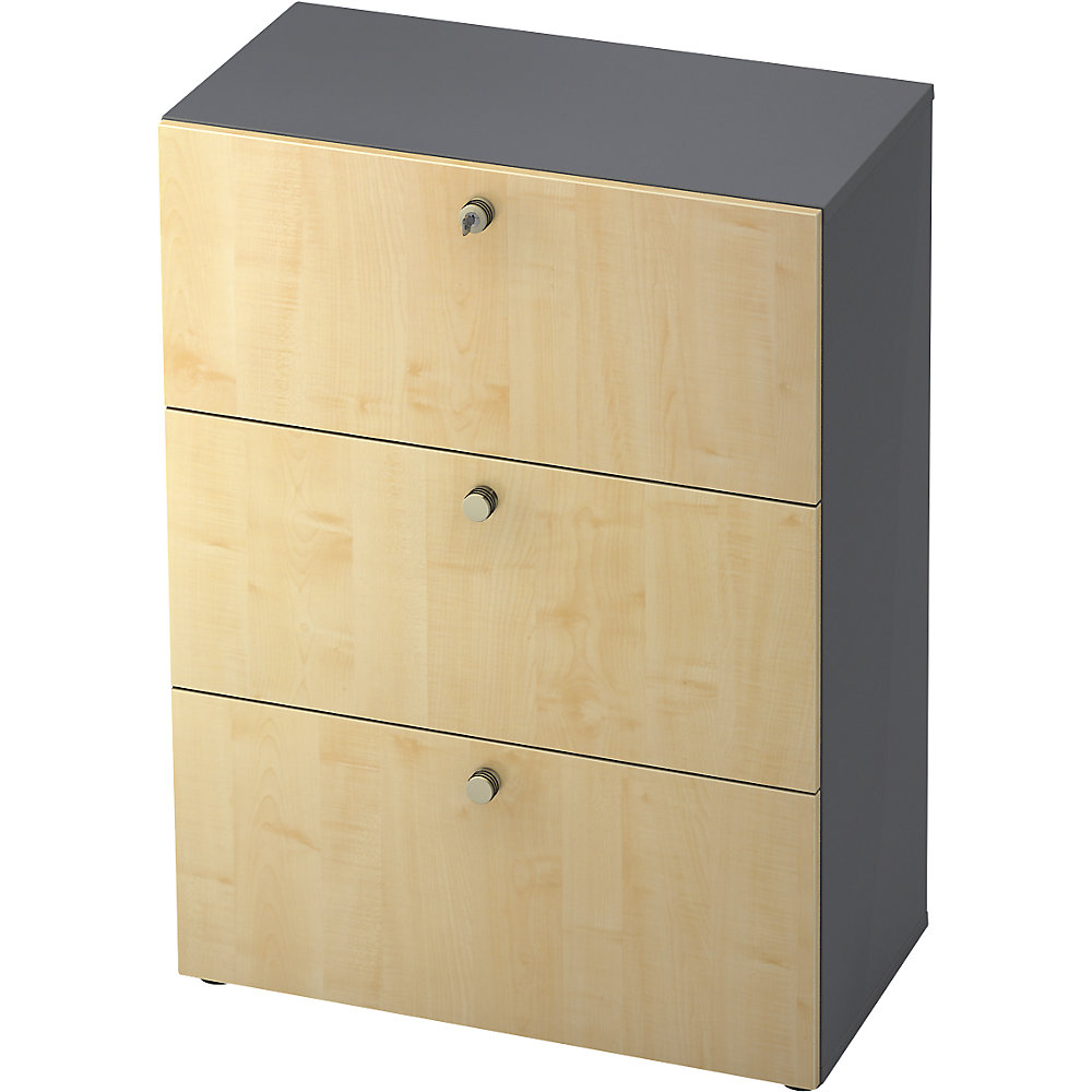 Eurokraft pro Hangmappenkast, h x b x d = 1100 x 800 x 420 mm, grafiet / ahornhoutdecor