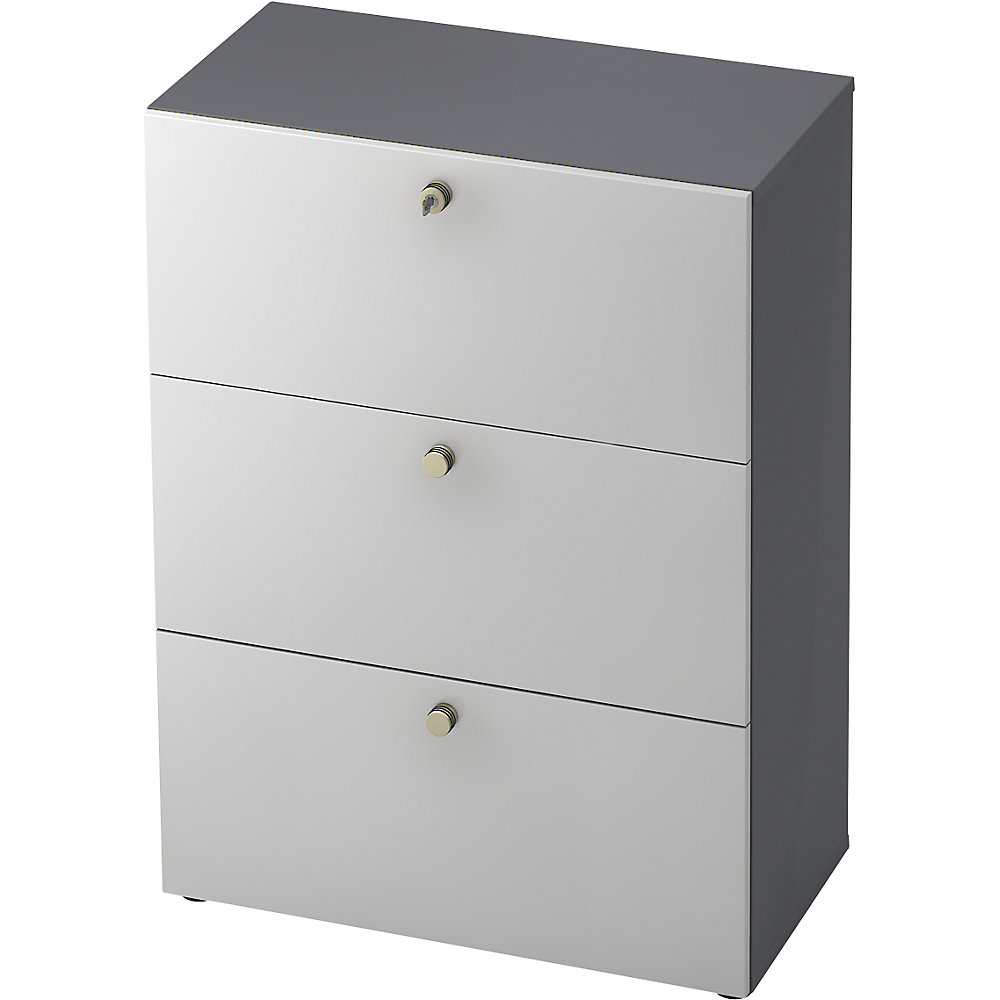 Eurokraft pro Hangmappenkast, h x b x d = 1100 x 800 x 420 mm, grafiet / aluminiumzilver