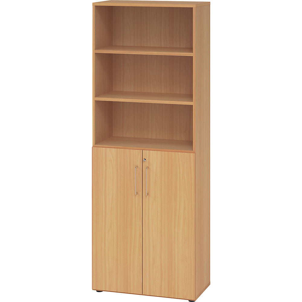 Eurokraft pro Kantoorstellingkast, 5 legborden, 6 ordnerhoogtes, waarvan 3 open, beukenhoutdecor