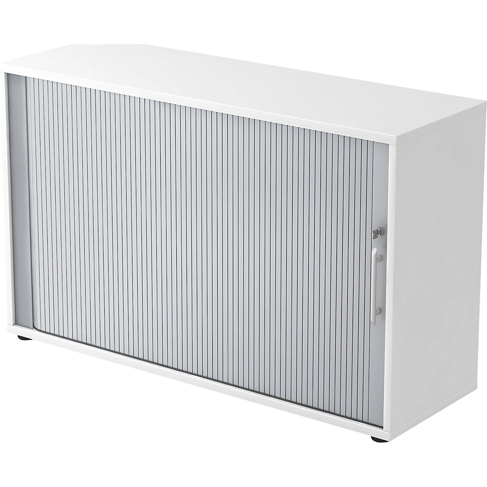 Roldeurkast, 2 legborden, 1 tussenwand, wit