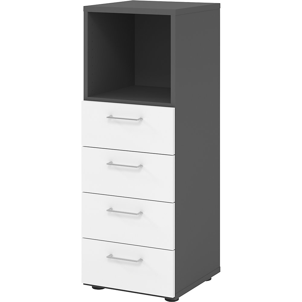 Eurokraft pro Stellingkast, 1 vak open / 4 laden, grafiet / wit