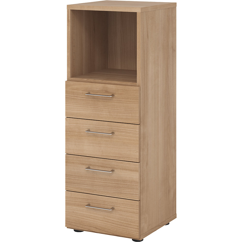 Eurokraft pro Stellingkast, 1 vak open / 4 laden, notenhout