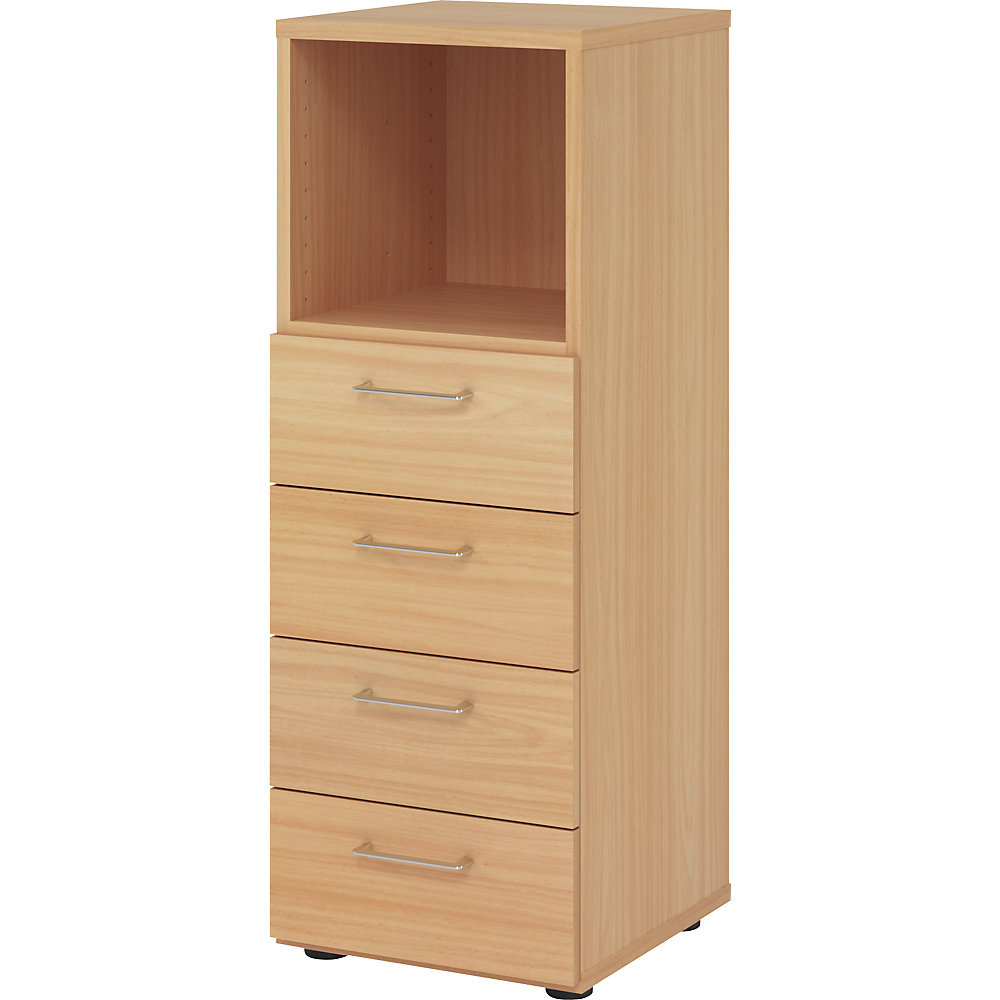 Eurokraft pro Stellingkast, 1 vak open / 4 laden, beukenhoutdecor