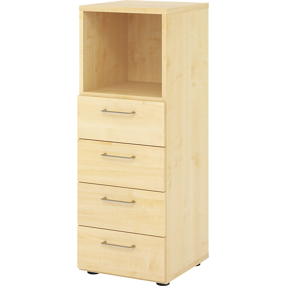 Eurokraft pro Stellingkast, 1 vak open / 4 laden, ahornhoutdecor