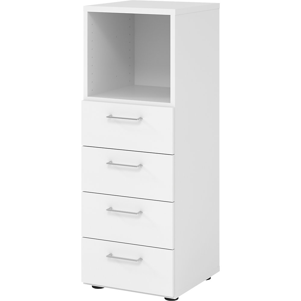Eurokraft pro Stellingkast, 1 vak open / 4 laden, wit