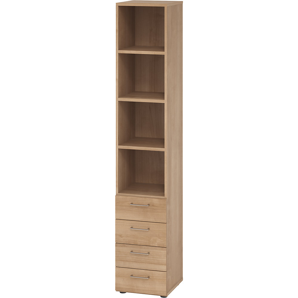 Eurokraft pro Stellingkast, 3 legborden / 4 laden, notenhout