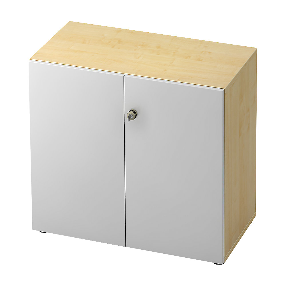 Eurokraft pro Dossierkast, vleugeldeuren, 1 legbord, ahornhoutdecor / aluminiumzilver